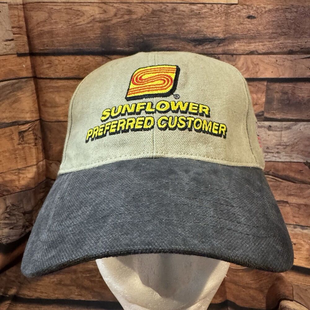 Sunflower Preferred Customer Hat Khaki Black Canvas Two Tone USA Flag Patch Cap